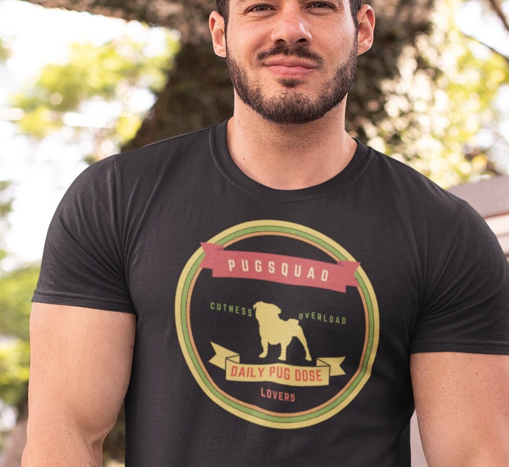 Pug Dad T-shirt, Mens Pug tee, Gift for Pug Lover, Trendy Dog Shirt, Unisex T-shirt, Beach Wear, Retro Dog Logo, gift for Pug Mom, Pug Mum