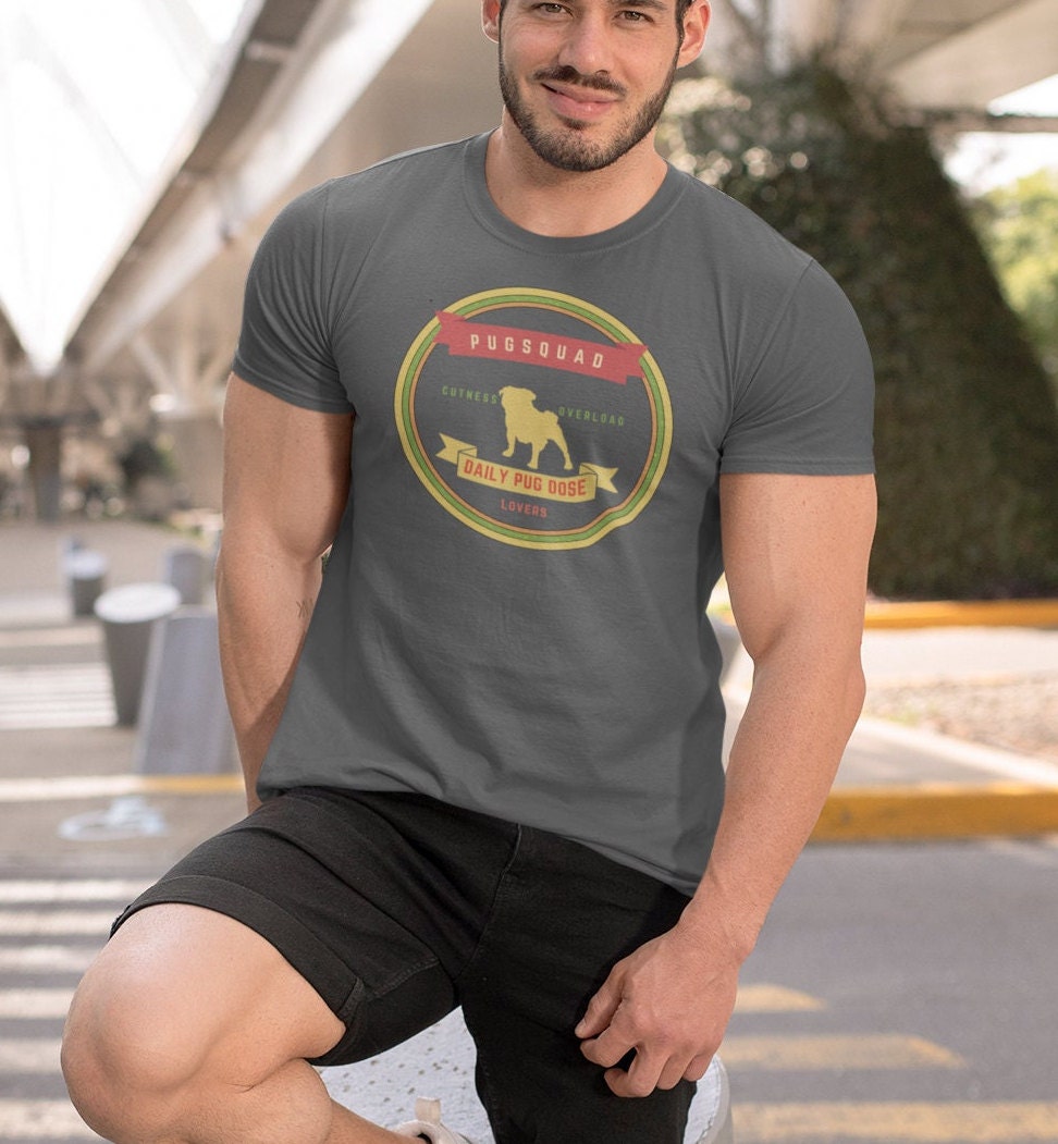 Pug Dad T-shirt, Mens Pug tee, Gift for Pug Lover, Trendy Dog Shirt, Unisex T-shirt, Beach Wear, Retro Dog Logo, gift for Pug Mom, Pug Mum