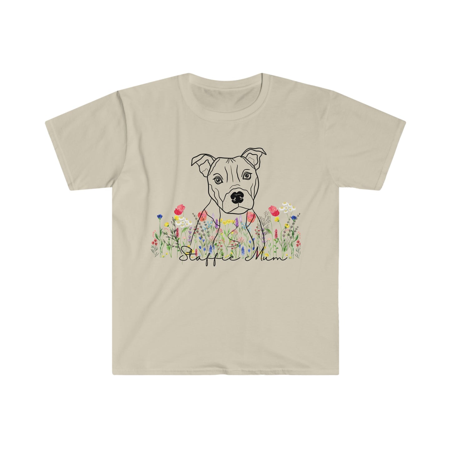 STAFFIE Dog, Wildflower Dog T-Shirt, Funny Dog Shirt, Cute Staffie Gift, Staffordshire Terrier Dad, Staffie Mom tee, dog walker gift