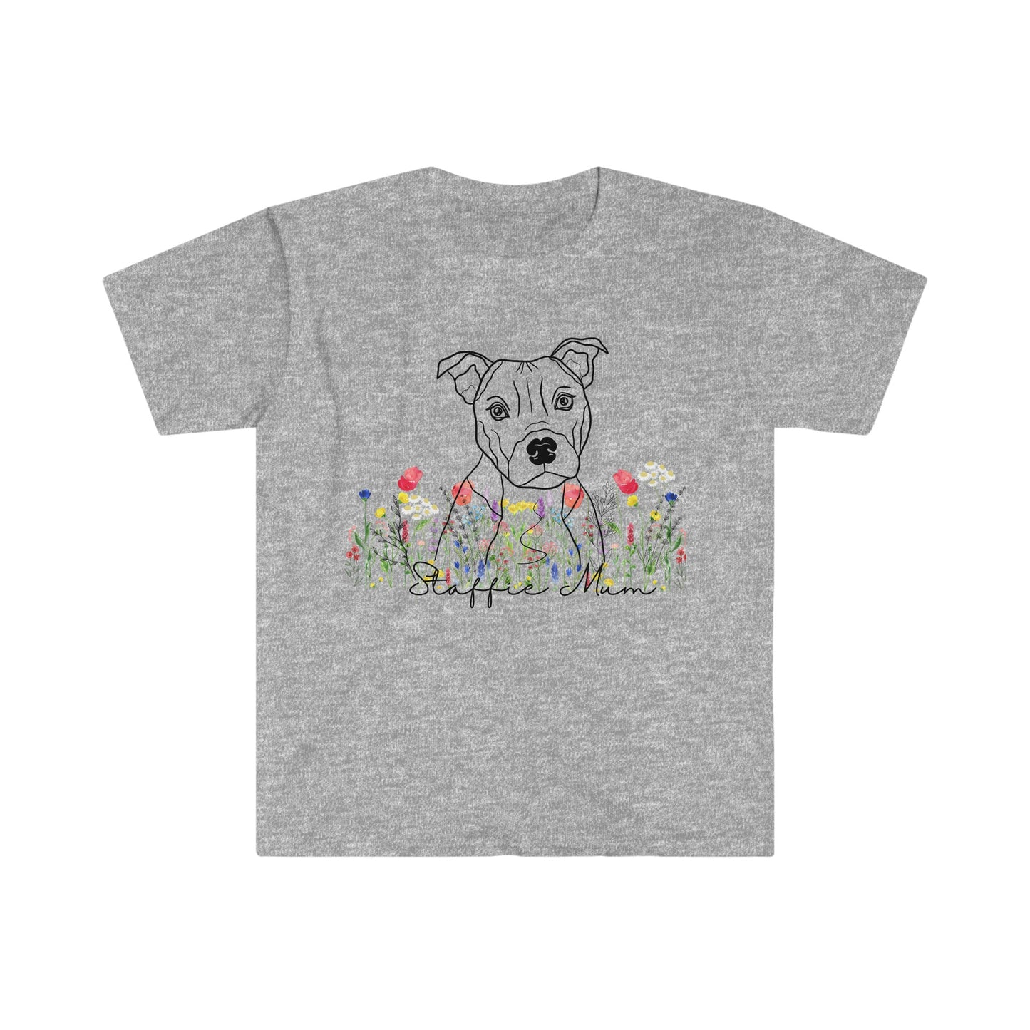 STAFFIE Dog, Wildflower Dog T-Shirt, Funny Dog Shirt, Cute Staffie Gift, Staffordshire Terrier Dad, Staffie Mom tee, dog walker gift