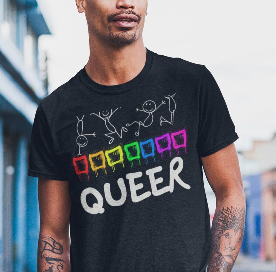 Queer Pride Festival T-shirt, Love is Love, Pride Month gift, Rainbow graffiti, gift for Lesbian and Gay, Trendy Urban Clubbing Style