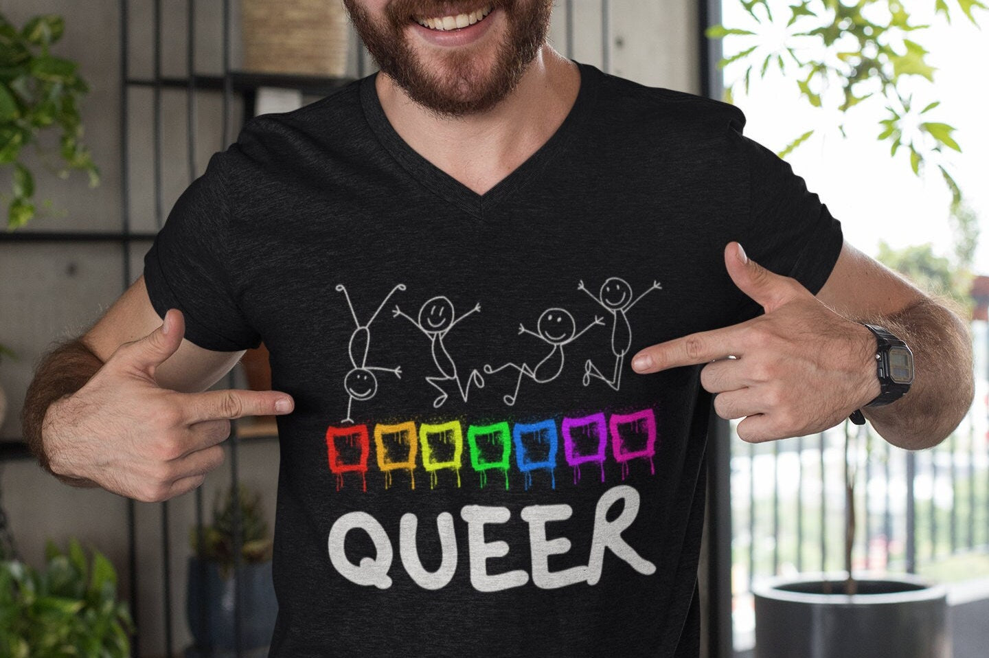 Trending Cool, Gay Queer Rainbow, Pride Festival, Lesbian Girls, Love is Love, Bisexual tshirt, V-Neck Shirt Tee - London Pride shirt