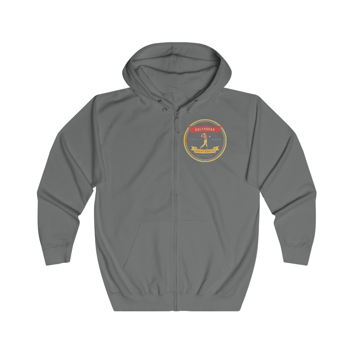 Mens - Funny Golf Hoodie, Loose Fit Funny Man Jacket, Silly Golf Quotes 'Born to Drive' Retro style Graphic, gift for Golfers.