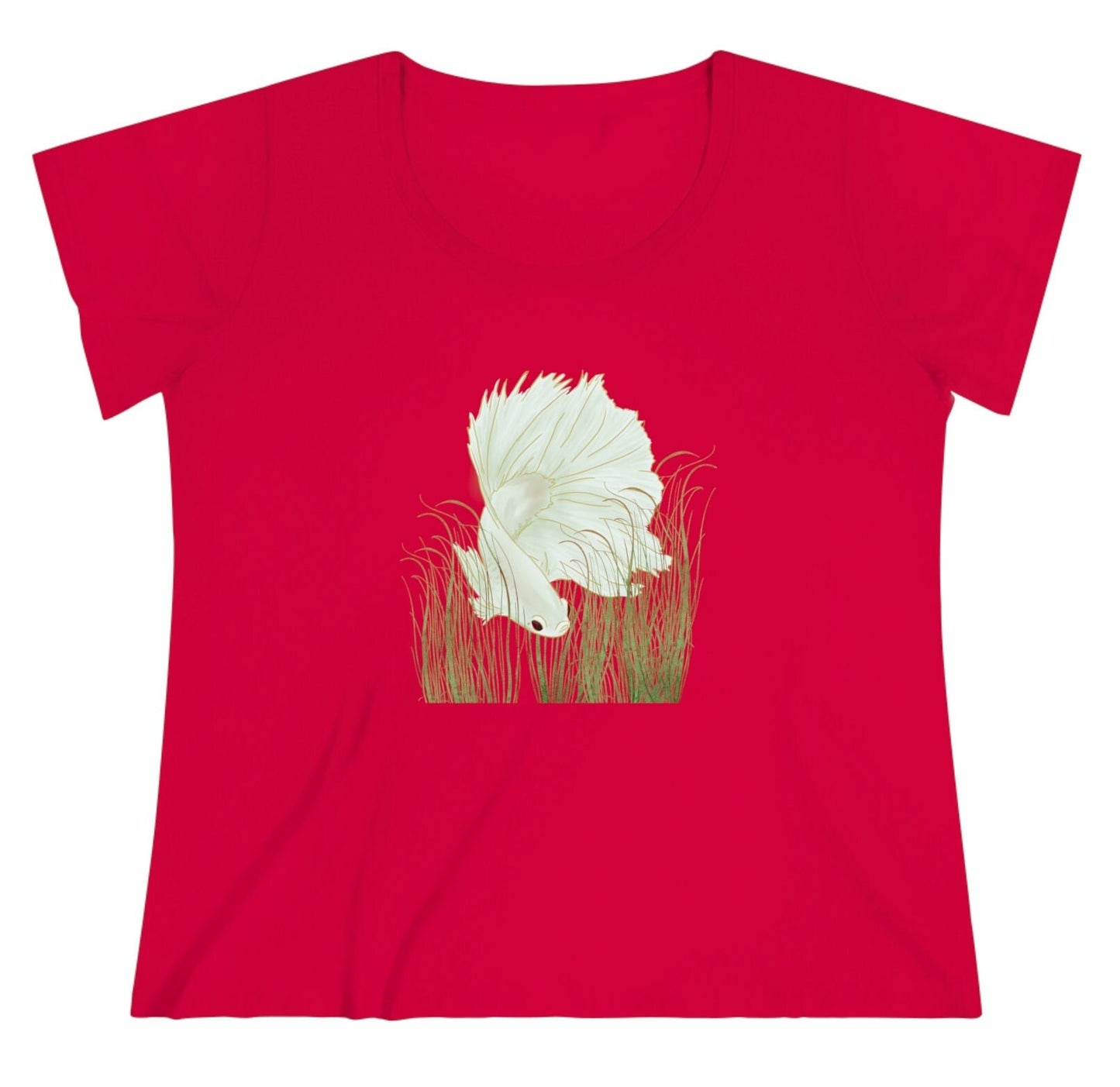 Trendy Plus Size 'Betta Splendens print Baggy Top' - Siamese Fighting Fish - Gift for Betta Lovers, Women's Curvy T-shirt Tee