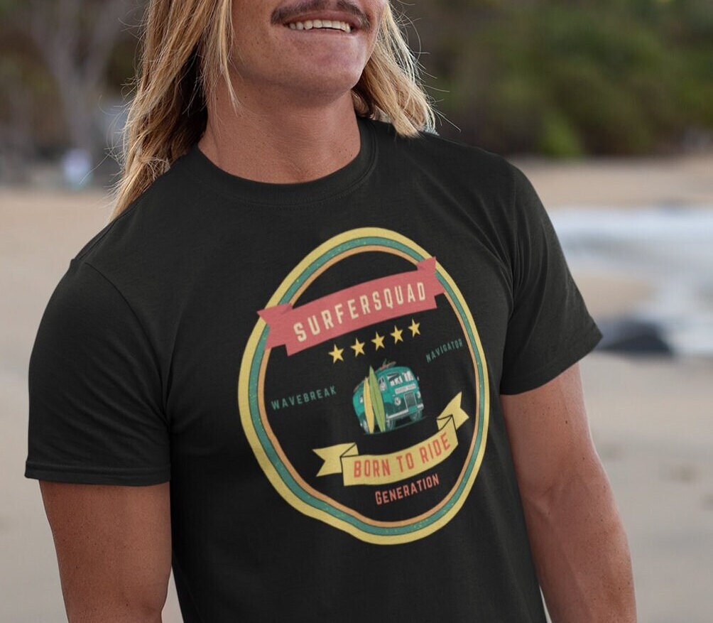 Surfer Tee, Mens Surfing tee, Water Sport Shirt, Trendy Surfer shirt, Unisex T-shirt, Beach Wear, Retro Surfer Logo, gift for Surfer dad