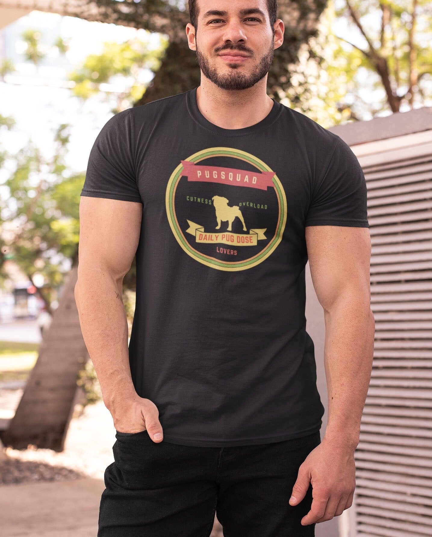 Pug Dad T-shirt, Mens Pug tee, Gift for Pug Lover, Trendy Dog Shirt, Unisex T-shirt, Beach Wear, Retro Dog Logo, gift for Pug Mom, Pug Mum
