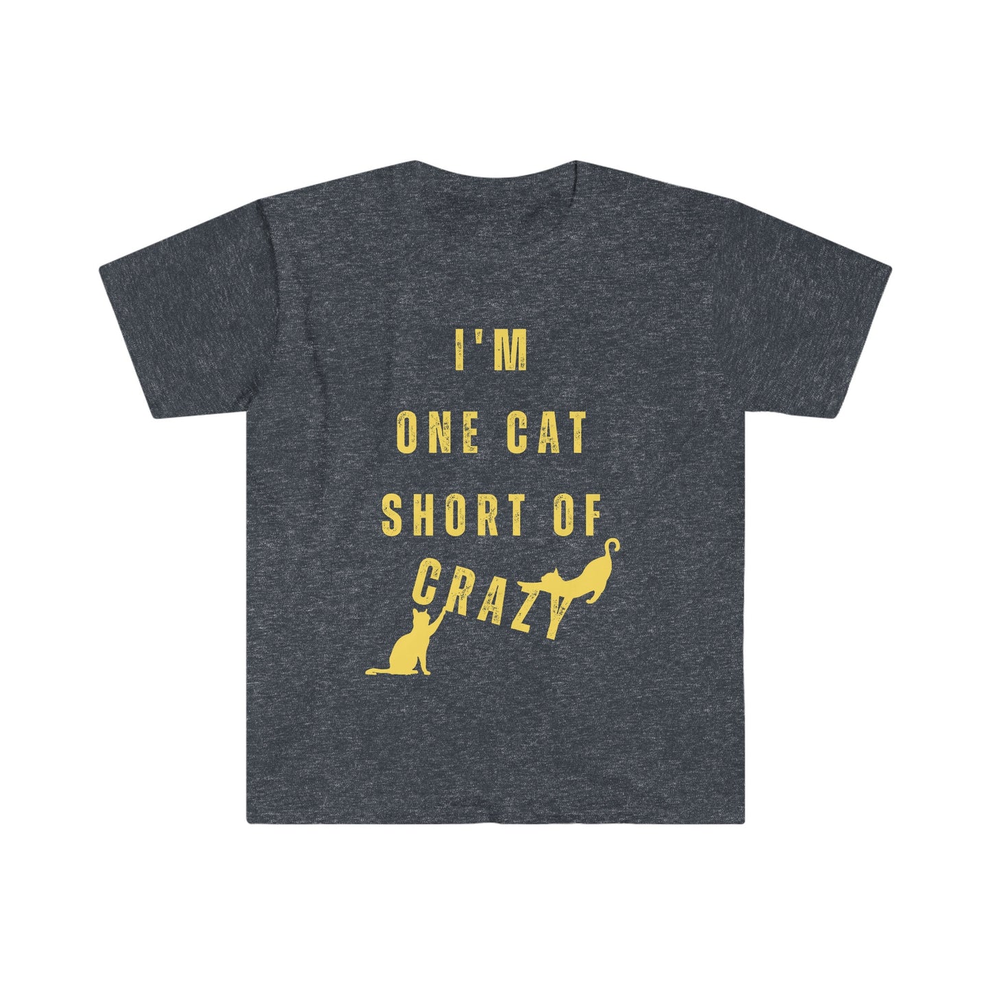 Funny Cat Joke T-Shirt, One Cat Short of Crazy, Unisex Jersey, Tee for cat lovers, Cat Mom, Cat Dad Shirt, Crazy Cat Lady, Veterinarian Gift