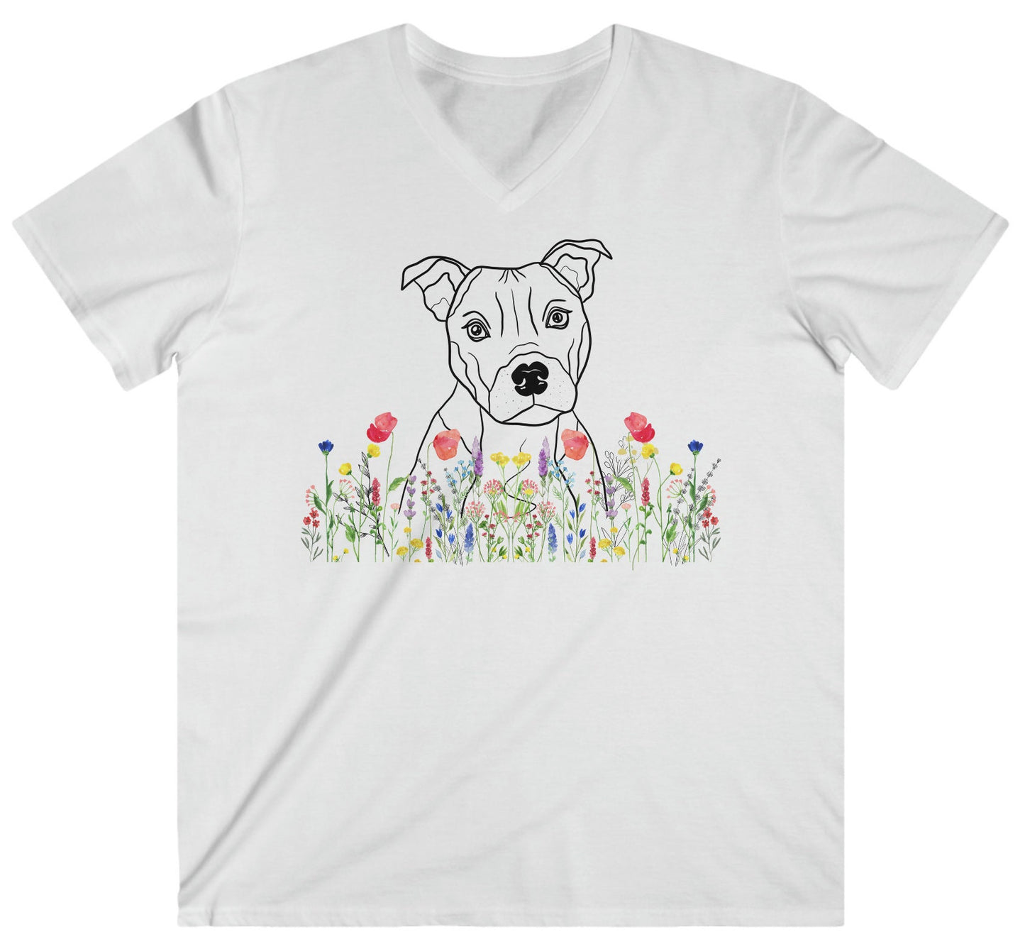 STAFFIE in Wildflower Dog T-Shirt, Funny Dog Shirt, Cute Staffie Gift, Staffordshire Terrier Dad, Staffie Mom tee, dog walker gift