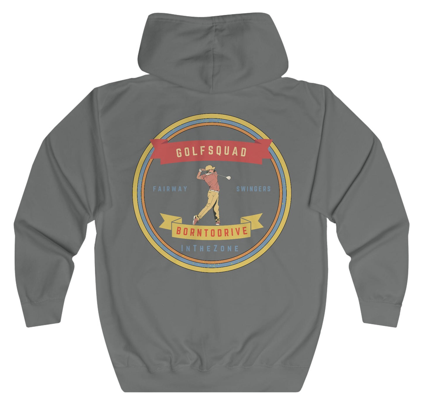 Mens - Funny Golf Hoodie, Loose Fit Funny Man Jacket, Silly Golf Quotes 'Born to Drive' Retro style Graphic, gift for Golfers.