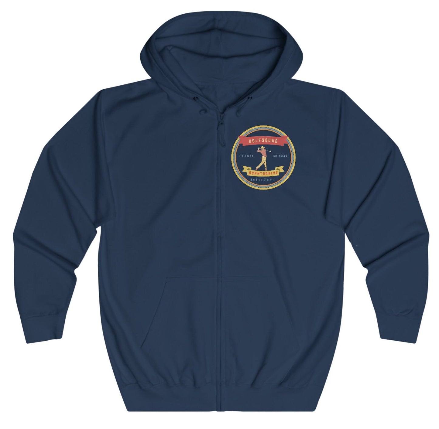 Mens - Funny Golf Hoodie, Loose Fit Funny Man Jacket, Silly Golf Quotes 'Born to Drive' Retro style Graphic, gift for Golfers.
