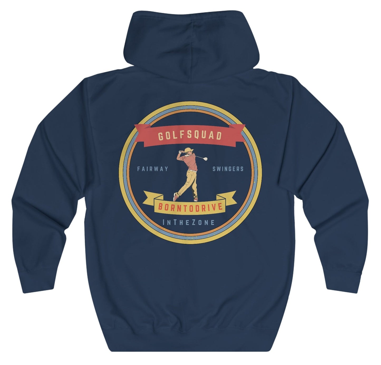 Mens - Funny Golf Hoodie, Loose Fit Funny Man Jacket, Silly Golf Quotes 'Born to Drive' Retro style Graphic, gift for Golfers.