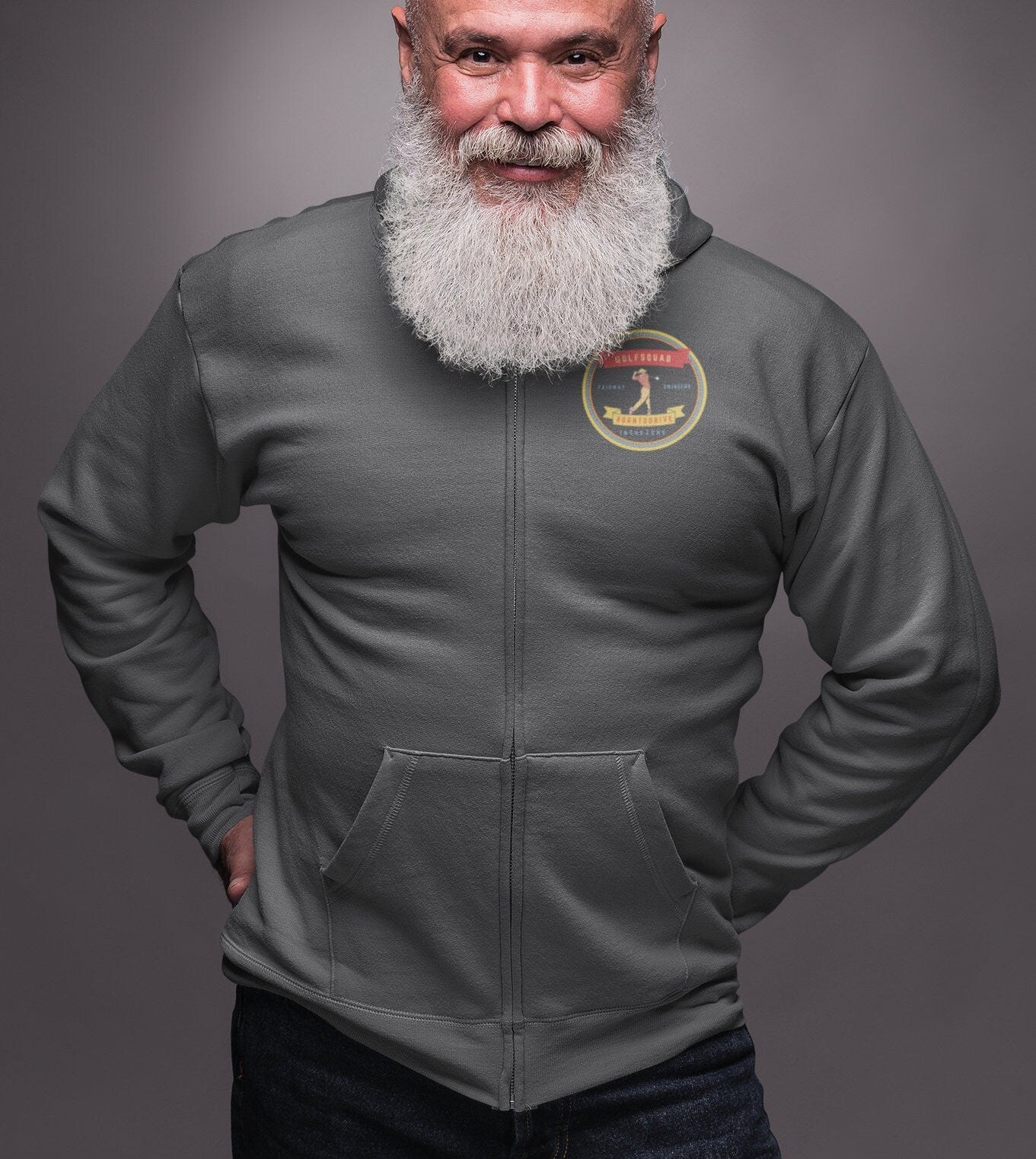 Mens - Funny Golf Hoodie, Loose Fit Funny Man Jacket, Silly Golf Quotes 'Born to Drive' Retro style Graphic, gift for Golfers.