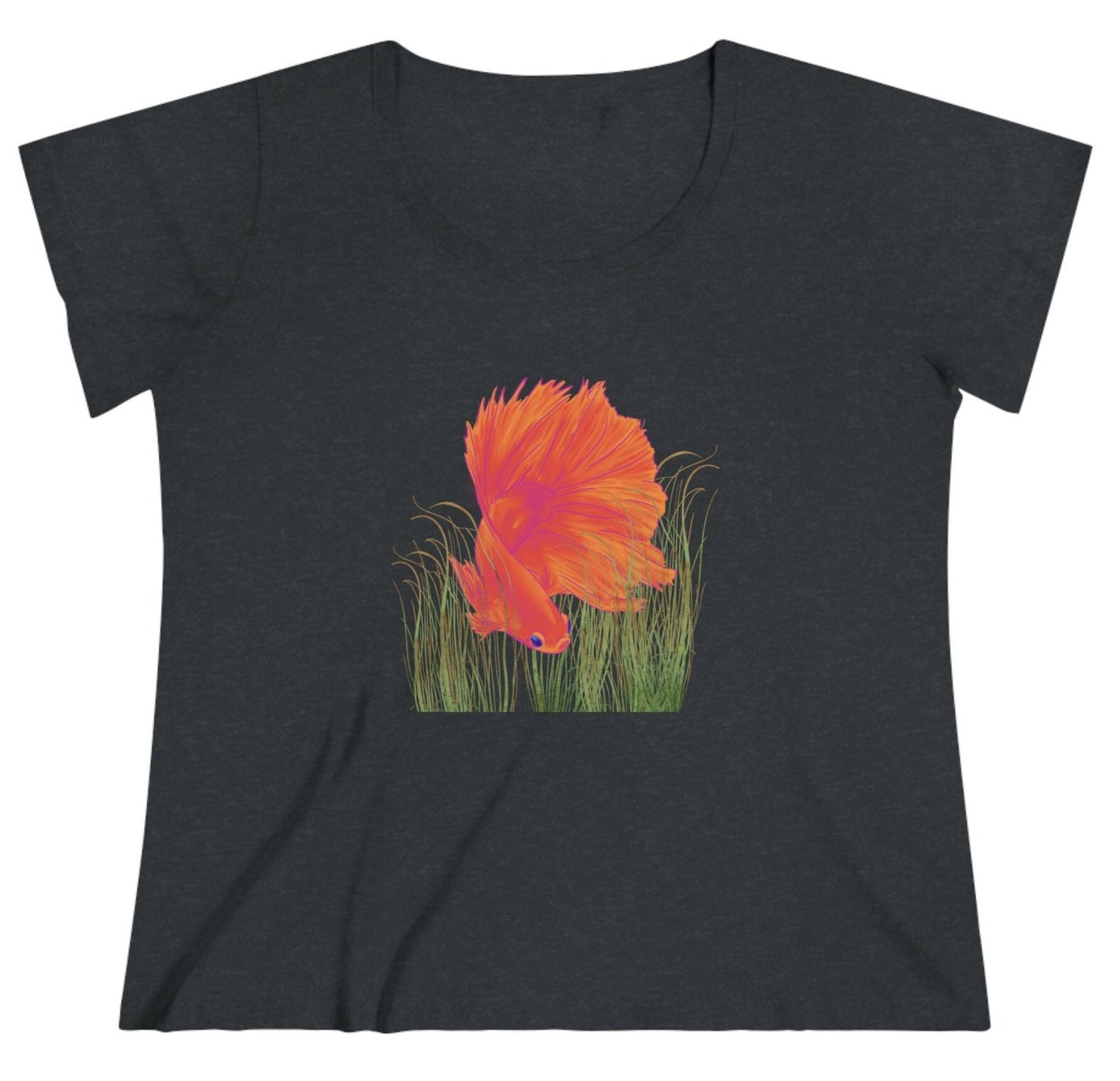 Trendy Plus Size 'Betta Splendens print Baggy Top' - Siamese Fighting Fish - Gift for Betta Lovers, Women's Curvy T-shirt Tee