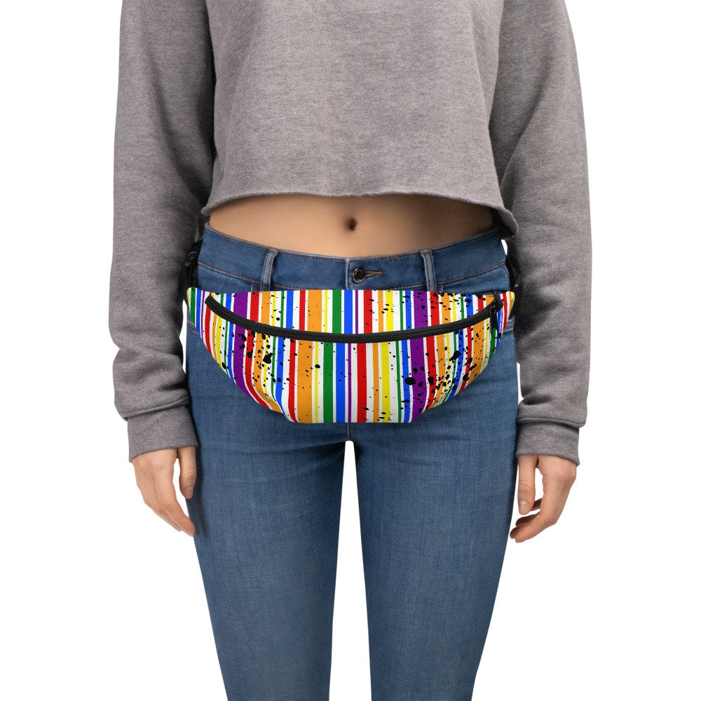 Queer Bum Bag/Asexual Fanny bag - Colourful Rainbow - Paul Smith Stripe, Ace Pride, Aromantic, Gender Fluid, Pride Month - Love is Love