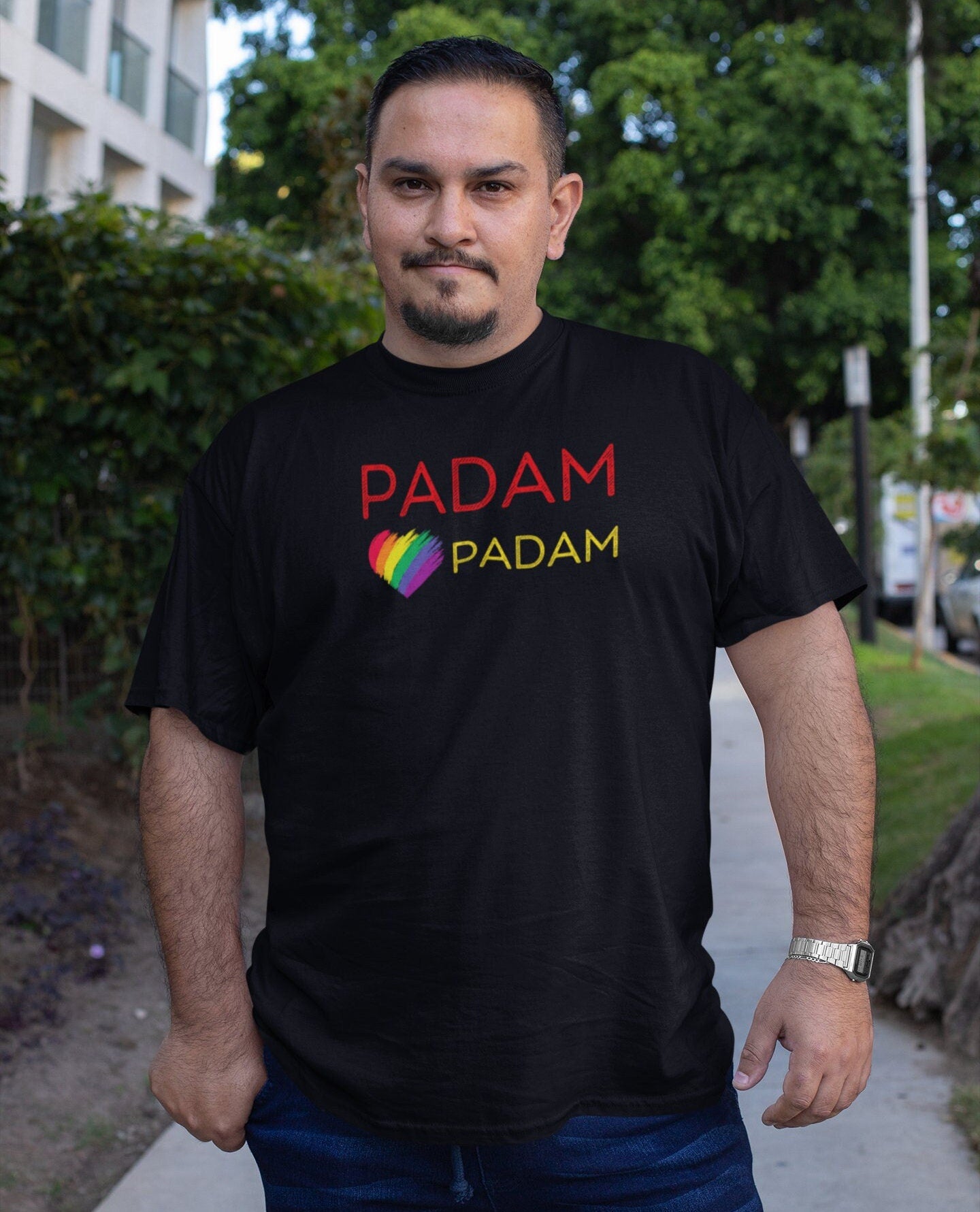 Padam Padam Plus Size T-shirt, Rainbow Heart, Gay Pride shirt, Kylie Minogue Fan Shirt, Gay Icon, Queer Fashion for Curvy Figure T-Shirt 6XL