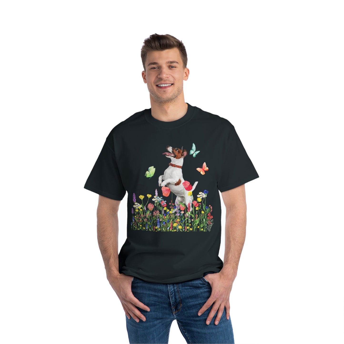 Trendy Plus Size Tee, Jack Russell Lovers, Cute Dog Mom shirt, Dog Dad shirt, Oversized Dog Tee, Dog Lover Shirt, Wildflowers Unisex TShirt