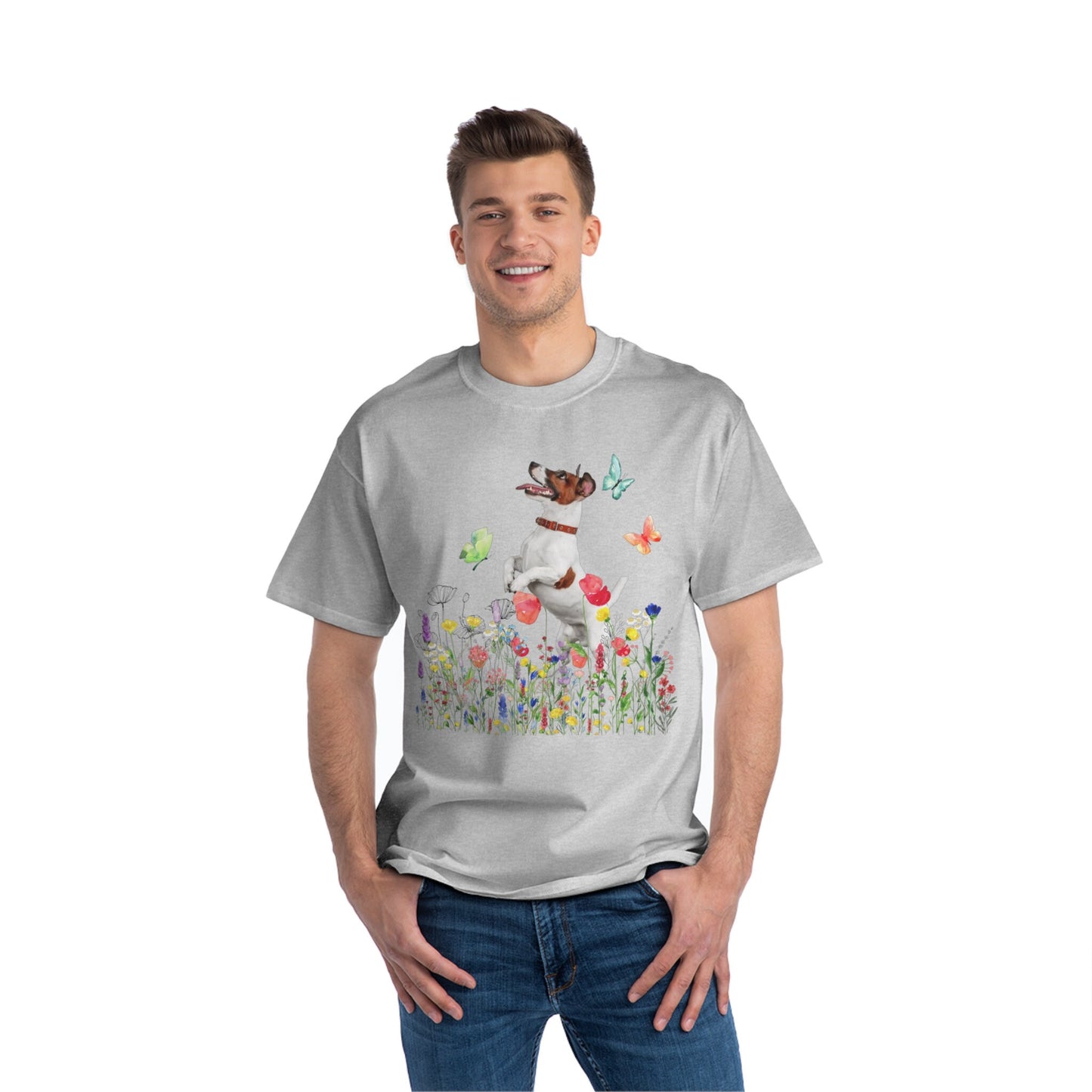 Trendy Plus Size Tee, Jack Russell Lovers, Cute Dog Mom shirt, Dog Dad shirt, Oversized Dog Tee, Dog Lover Shirt, Wildflowers Unisex TShirt