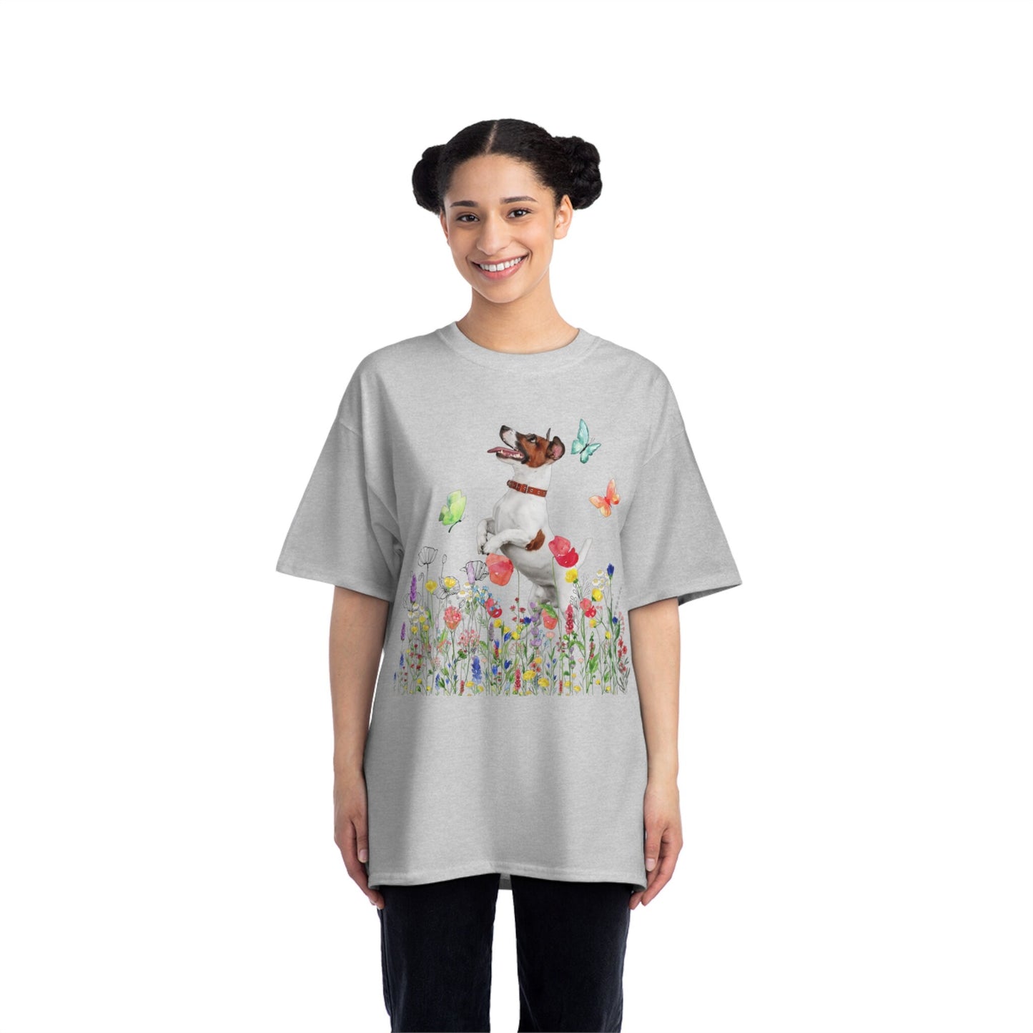 Trendy Plus Size Tee, Jack Russell Lovers, Cute Dog Mom shirt, Dog Dad shirt, Oversized Dog Tee, Dog Lover Shirt, Wildflowers Unisex TShirt