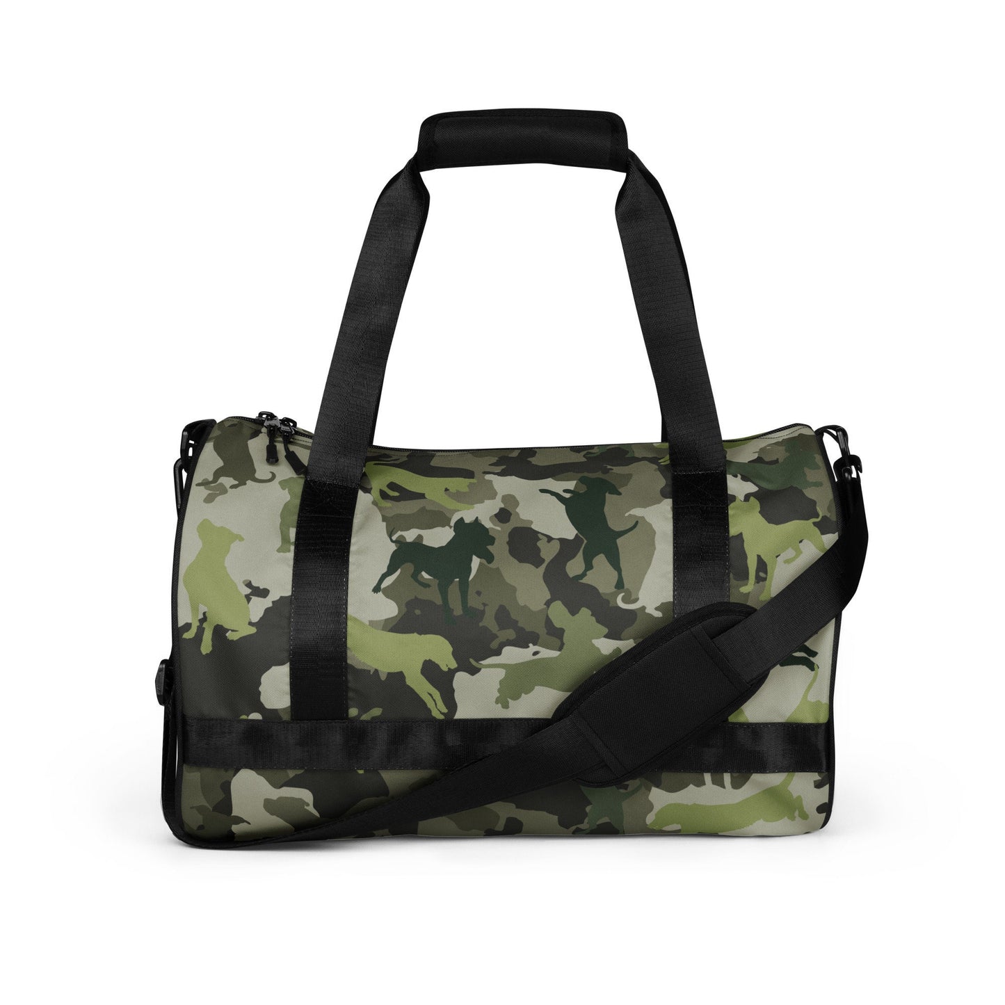Spot the Dogs - Unique Camouflage, Dog Print Designer Gym Bag, Dog Lover gift, Dog Dads, Dog Mums, Aesthetic Dog Design, Camo Weekend Bag