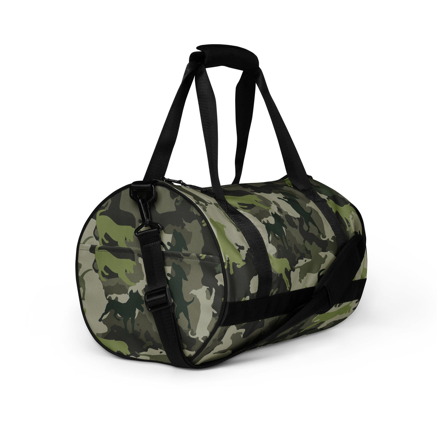Spot the Dogs - Unique Camouflage, Dog Print Designer Gym Bag, Dog Lover gift, Dog Dads, Dog Mums, Aesthetic Dog Design, Camo Weekend Bag
