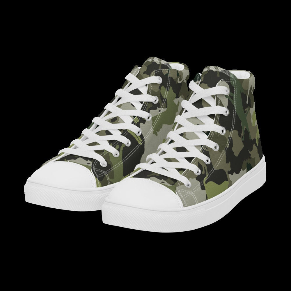 Spot The Dogs, Dog Dad gift, Green Camouflage Dog pattern, Dog Lover, Trendy high top canvas shoes, gift for Dog walker, Dog Groomers gift