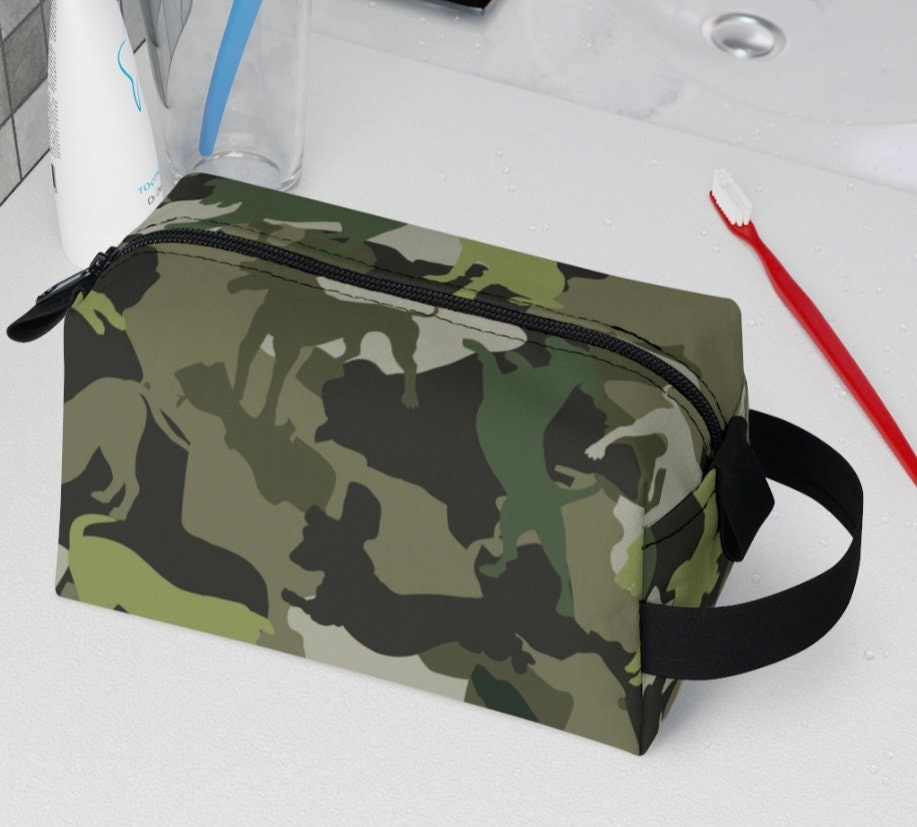 Spot the Dogs - Trendy Camouflage Dog Print Toiletry Bag, ultimate gift for Camping Dog Dads, Cool Student gift, perfect gift for Dog Lovers