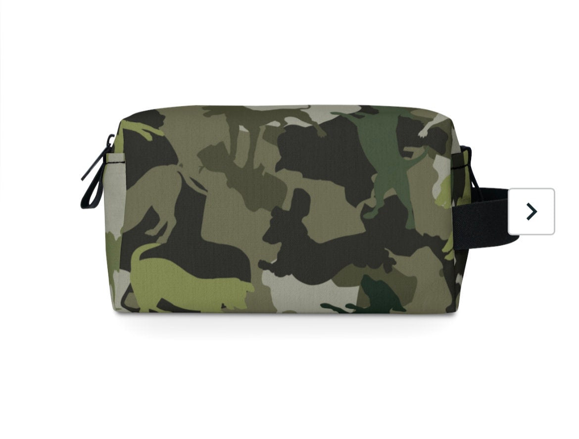 Spot the Dogs - Trendy Camouflage Dog Print Toiletry Bag, ultimate gift for Camping Dog Dads, Cool Student gift, perfect gift for Dog Lovers