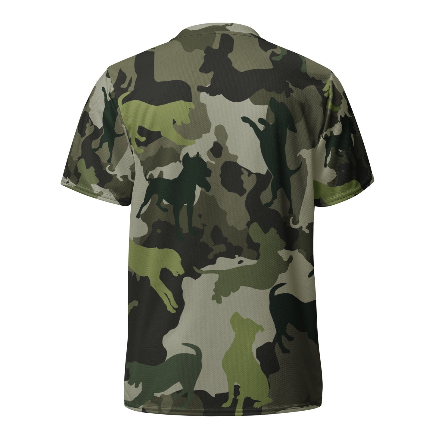 Spot the Dogs - Funky Camouflage Dog print, Rapper Style Fashion, Stylish V-neck tee, Gift for Dog Lover, ECO Recycled unisex T-shirt jersey