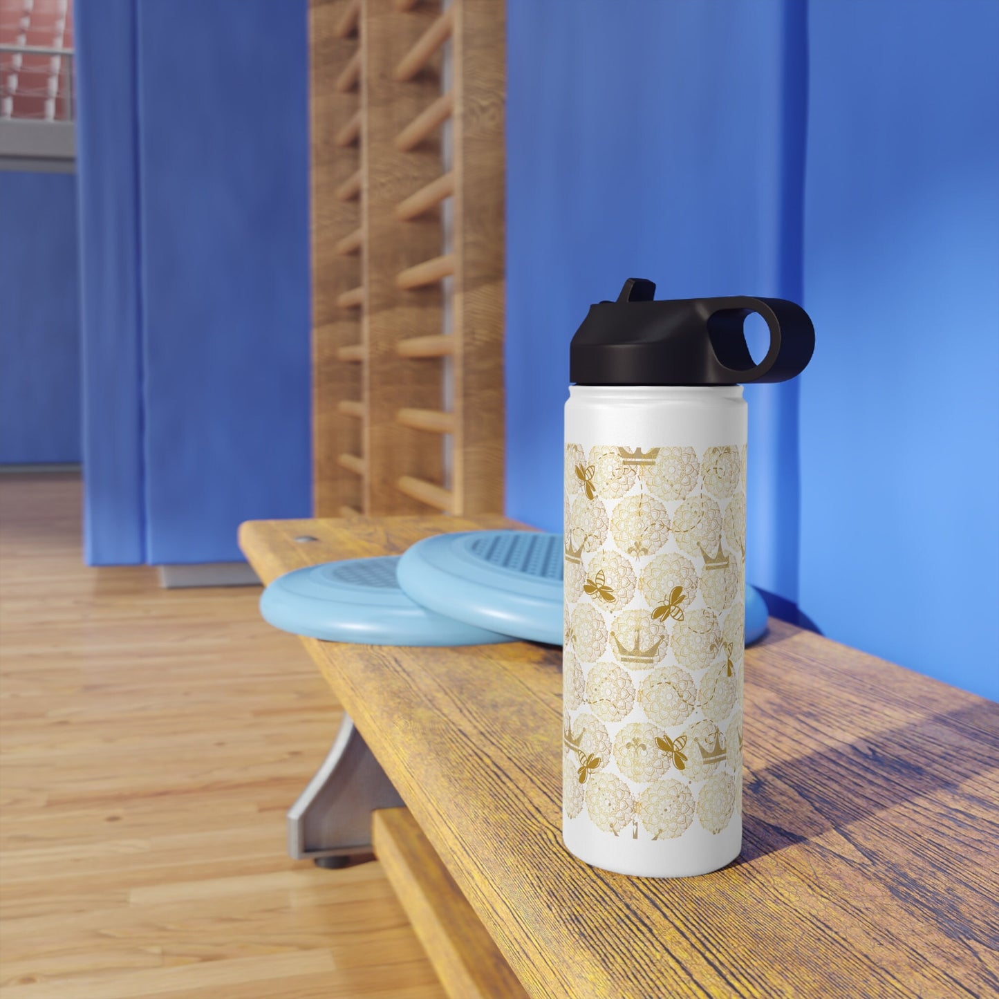 METAL Water Bottle/Honey Bee Print/Water Bottle for Women/Stylish Water Bottle/S Steel Bottle/Standard Lid no Straw/ Coach Sport Bottle