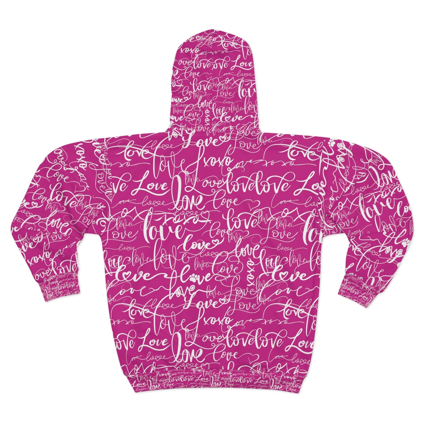 Love Love Love Pink Hoodie/All Over Print Rave Hoodie/Summer Festival Hoodie/Hen Party Hoodie/Streetwear Hoodie, Bride Hoodie, Zip Hoodie