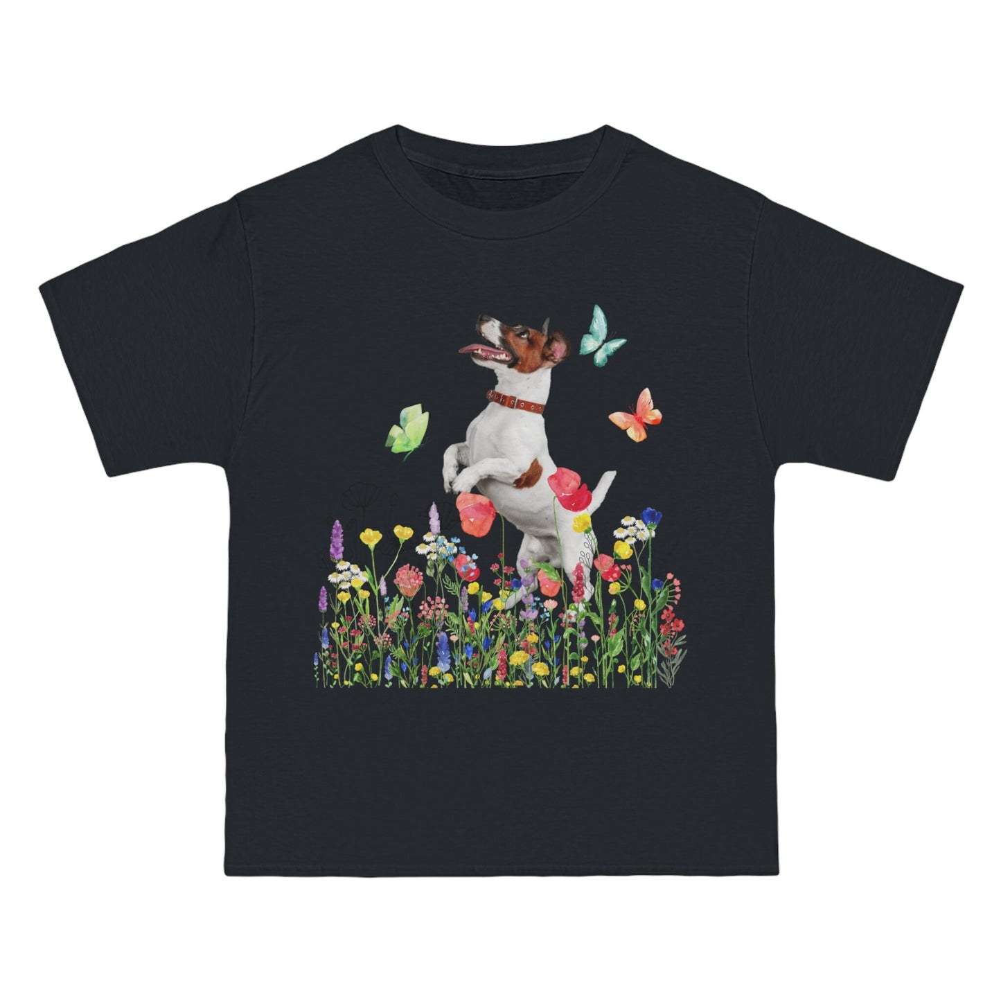Trendy Plus Size Tee, Jack Russell Lovers, Cute Dog Mom shirt, Dog Dad shirt, Oversized Dog Tee, Dog Lover Shirt, Wildflowers Unisex TShirt