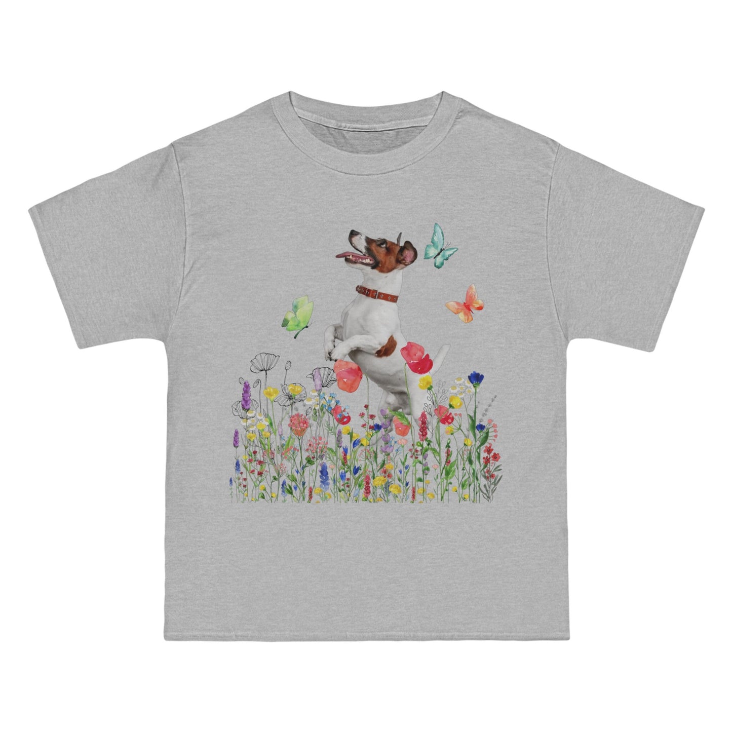 Trendy Plus Size Tee, Jack Russell Lovers, Cute Dog Mom shirt, Dog Dad shirt, Oversized Dog Tee, Dog Lover Shirt, Wildflowers Unisex TShirt