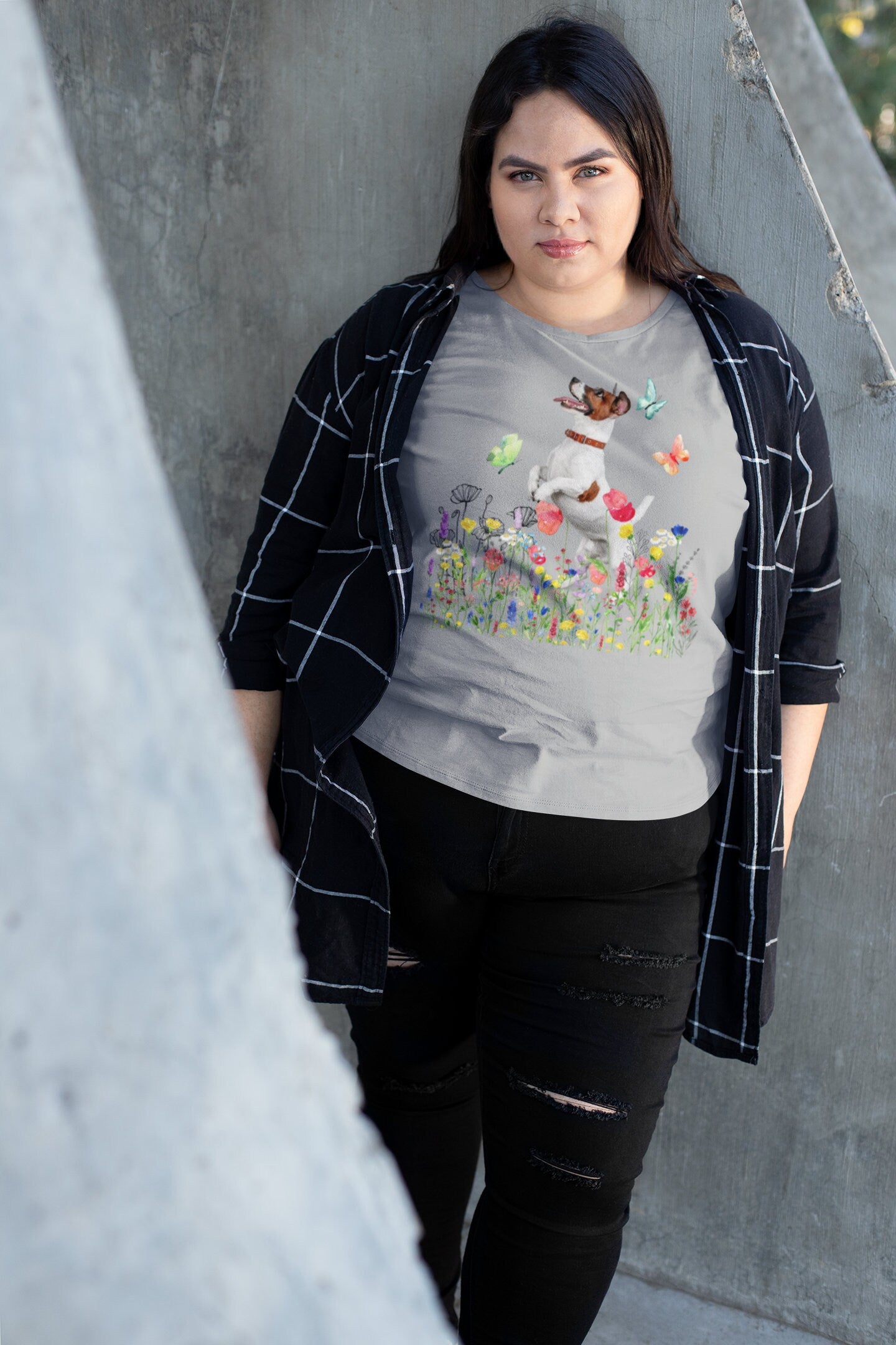 Trendy Plus Size Tee, Jack Russell Lovers, Cute Dog Mom shirt, Dog Dad shirt, Oversized Dog Tee, Dog Lover Shirt, Wildflowers Unisex TShirt