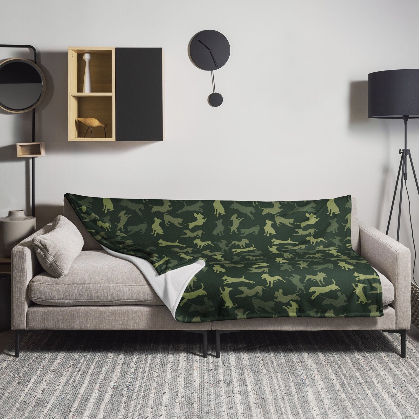 Spot the Dogs, Unique Trendy Designer Dog Camouflage Blanket, Aesthetic Minimalistic Scandi Designer Fall Throw, gift for Dog Lover Dog Mom