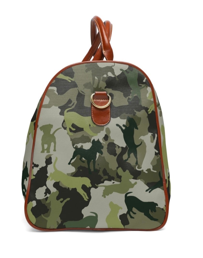 Spot the Dogs, Unique Trendy Camouflage Dog Print, Ultimate Weekend Bag for Funky Dog Lovers, Waterproof High Grade Fabric, Vegan Leather