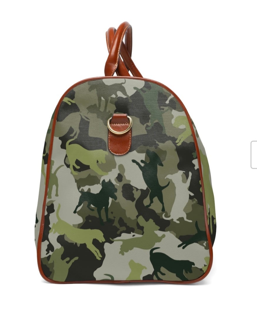 Spot the Dogs, Unique Trendy Camouflage Dog Print, Ultimate Weekend Bag for Funky Dog Lovers, Waterproof High Grade Fabric, Vegan Leather