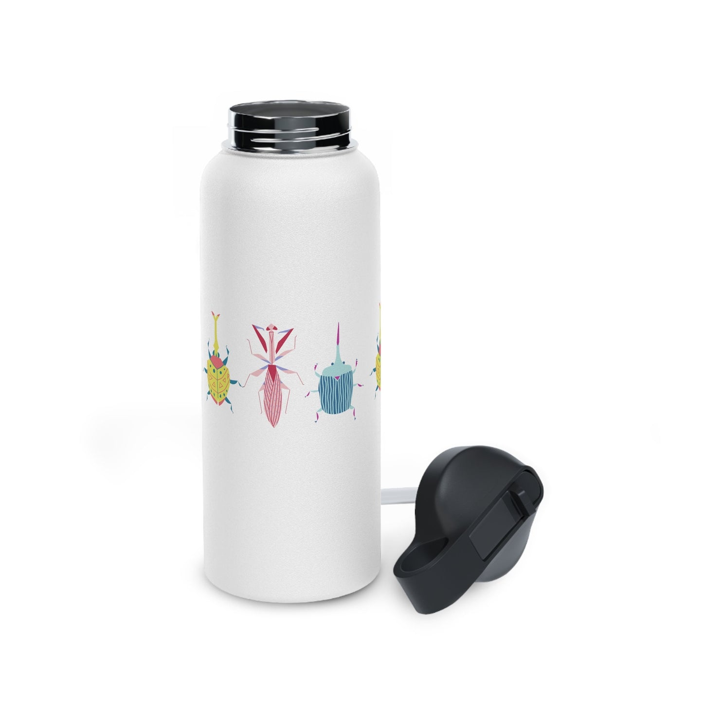 Stainless Steel Water Bottle, Cute Cartoon Bugs, Scandinavian Style Design, Standard Lid no Straw, Metal Bottle 3 sizes 350ml, 530ml, 950ml