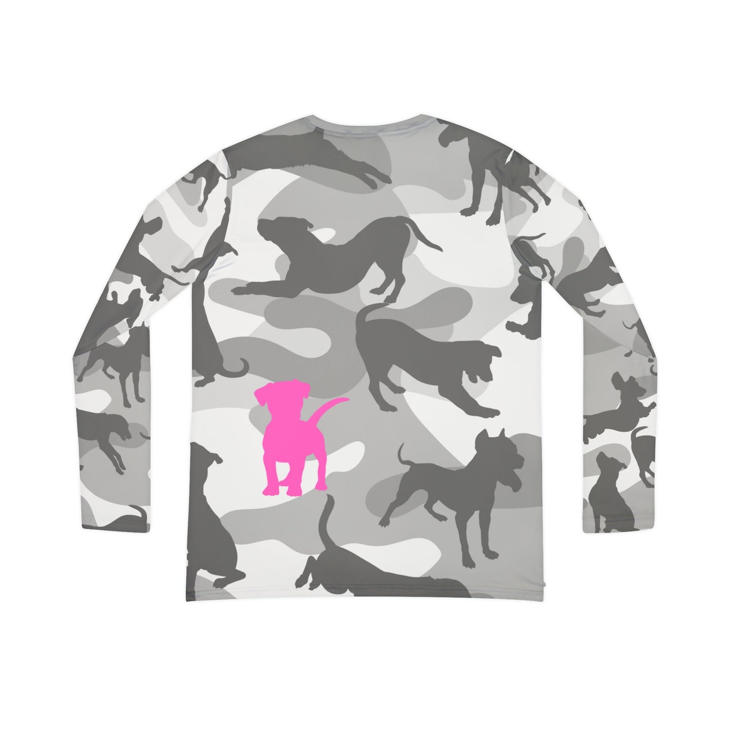 Spot the Dogs All Over Print/Funny Camouflage Grey Pink Dog Shirt/Gift for Dog Mom/Trendy Dog Lover shirt/Dog Walker tee/Women's Long V-neck