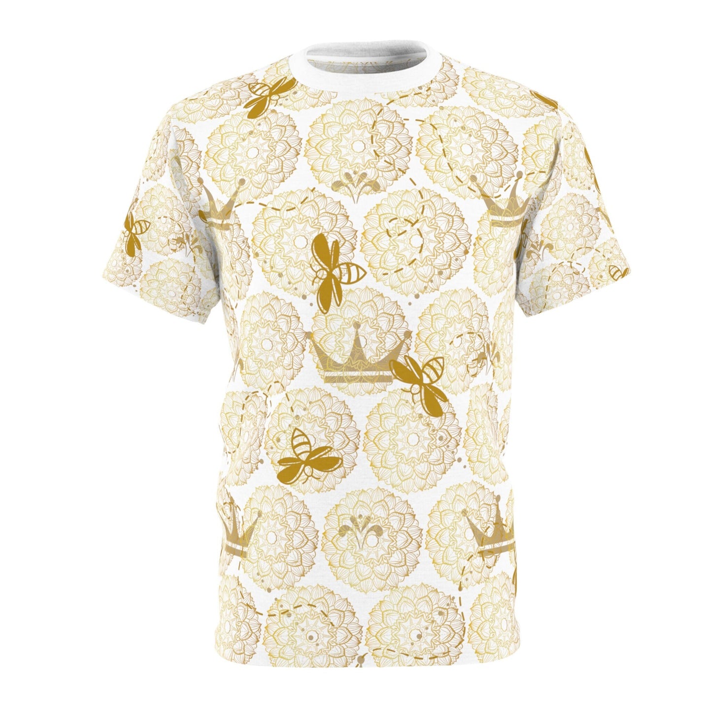Queen Bee Mandala shirt - Trendy Honey Bee T-shirt, Gold White Bee print Shirt, Honeycomb Bee, Bee Kind Gift, Zen Mandala Tshirt, Unisex Tee