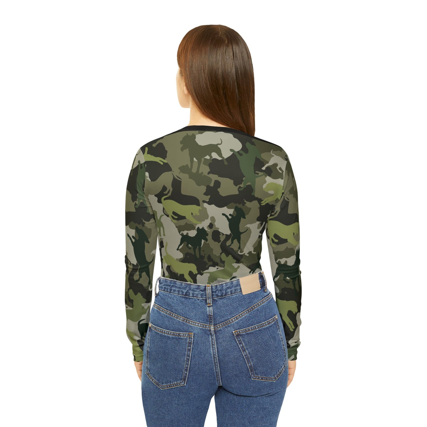 Spot the Dogs All Over Print/Funny Camouflage Dog Shirt/Gift for Dog Mom/Dog Lover t-shirt/Dog Walkers tee/Women's Long Sleeve V-neck Shirt