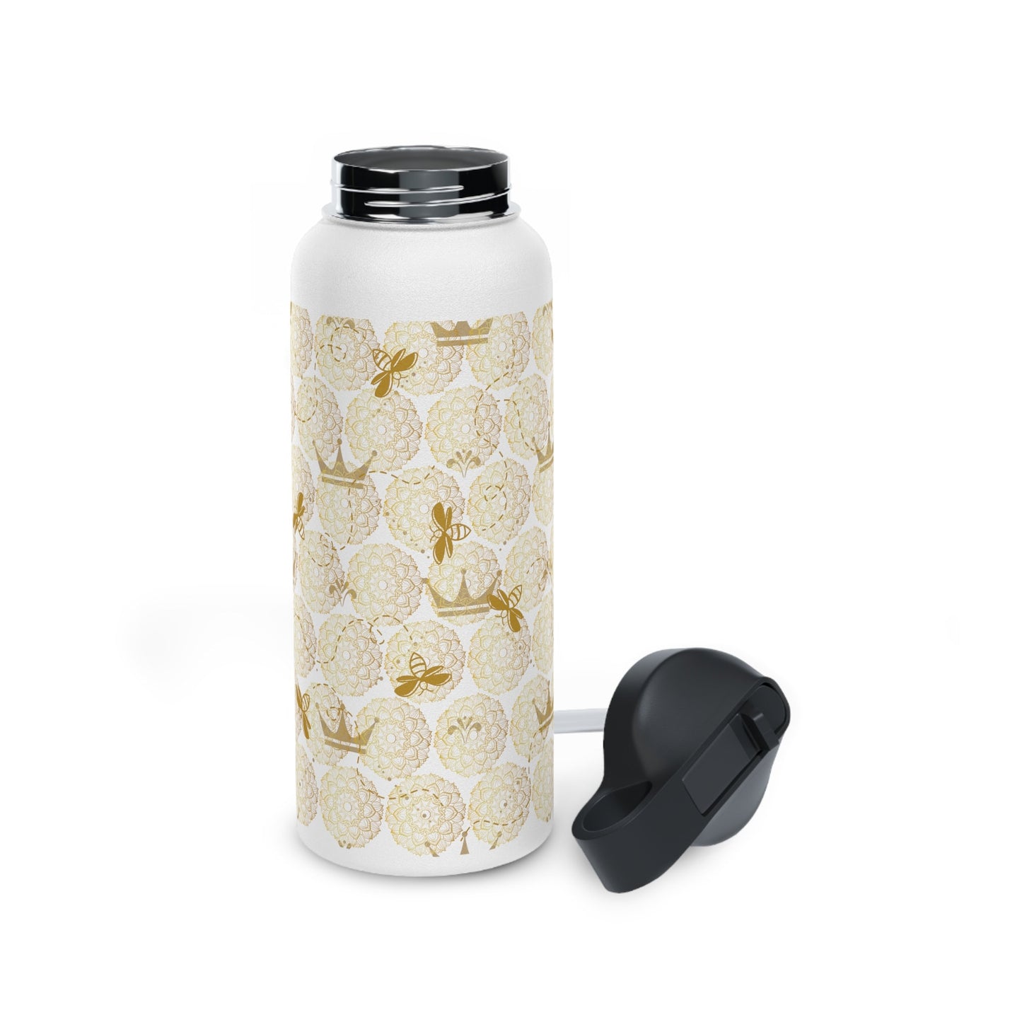 METAL Water Bottle/Honey Bee Print/Water Bottle for Women/Stylish Water Bottle/S Steel Bottle/Standard Lid no Straw/ Coach Sport Bottle
