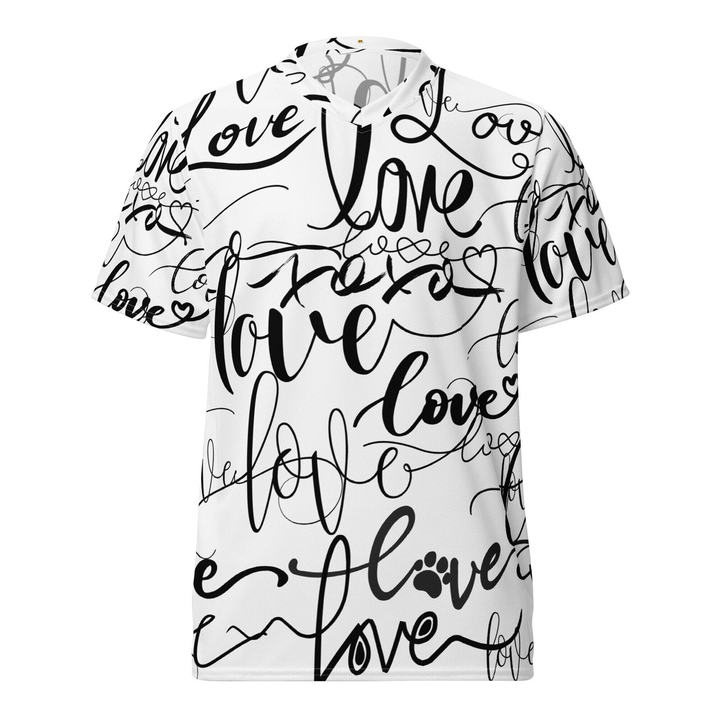 Love Love Love T-shirt/All Over Print Tee/Rave Party Shirt/Festival Clothing/Trippy Love Shirt/Oversized shirt/Recycled unisex sports jersey