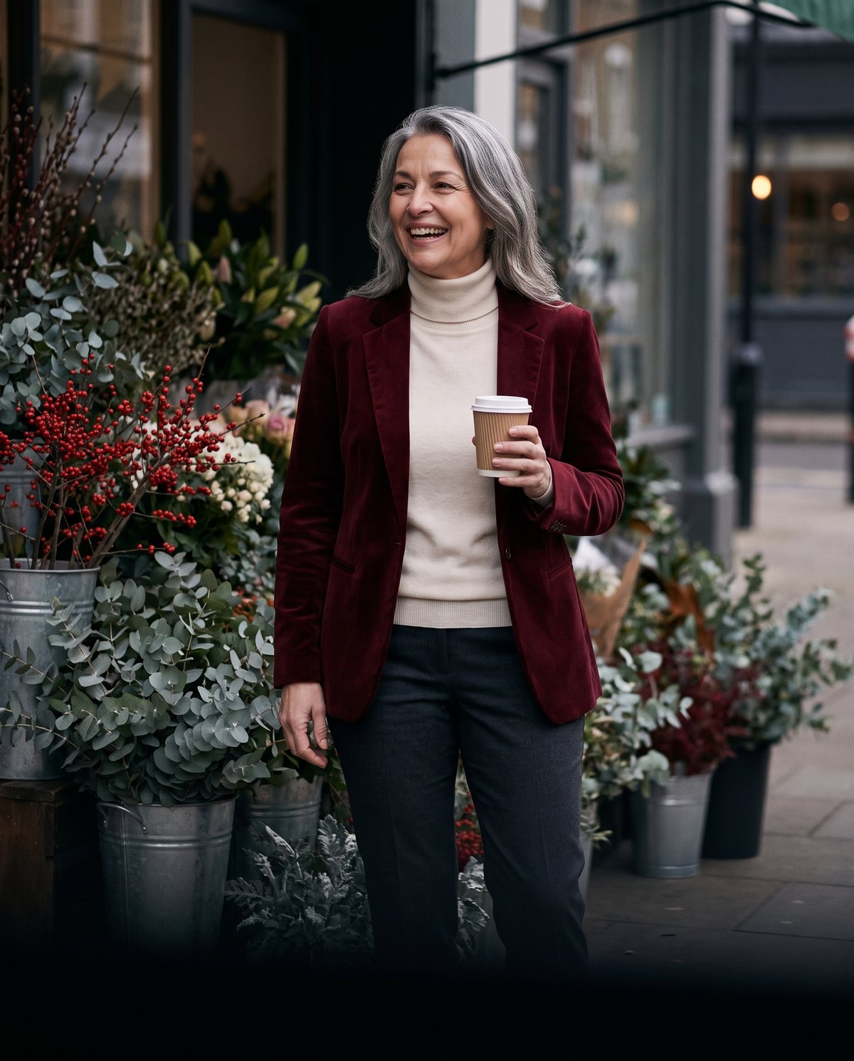Dark red velvet blazer