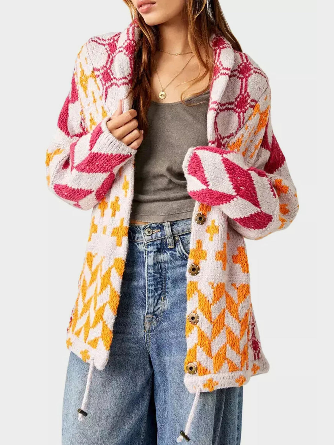 Mirabelle | Oversized Cardigan Sweater Diamond Knit Layer
