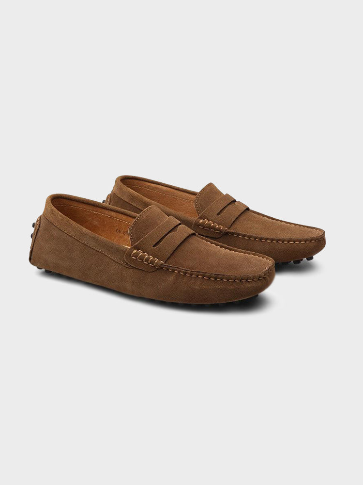 Coralie | Nude Suede Pumps Slip-On Loafer for Smart Casual Style