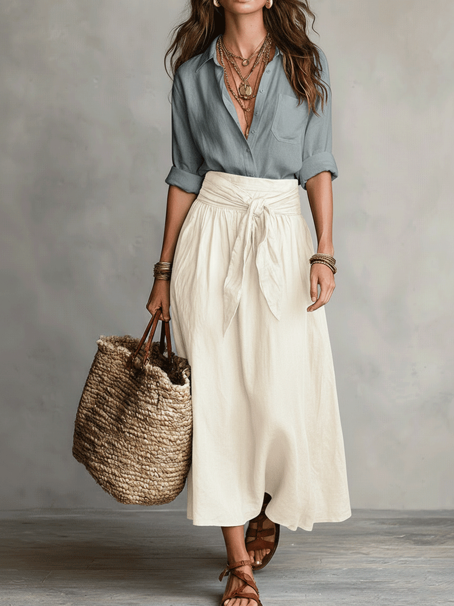 Genevieve | Bohemian Flowy Skirt Top Outfit Set