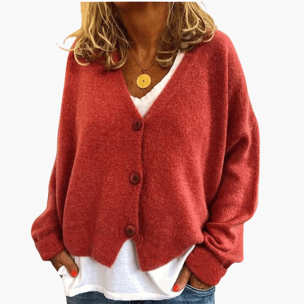 Lucinda | Womens Knit Tops Cardigan V-Neck Long Sleeve Relaxed