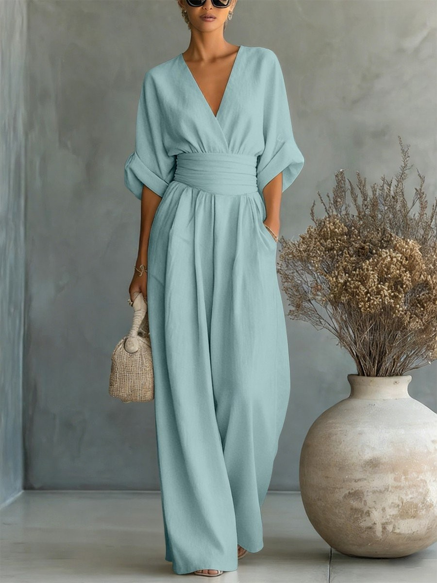 Rosalind | Women V-Neck Waist-Defined Jumpsuit