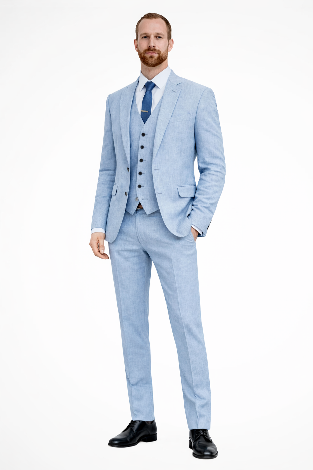 Marcel | Men Linen 3-Piece Wedding Guest Suit Blazer Waistcoat Trousers