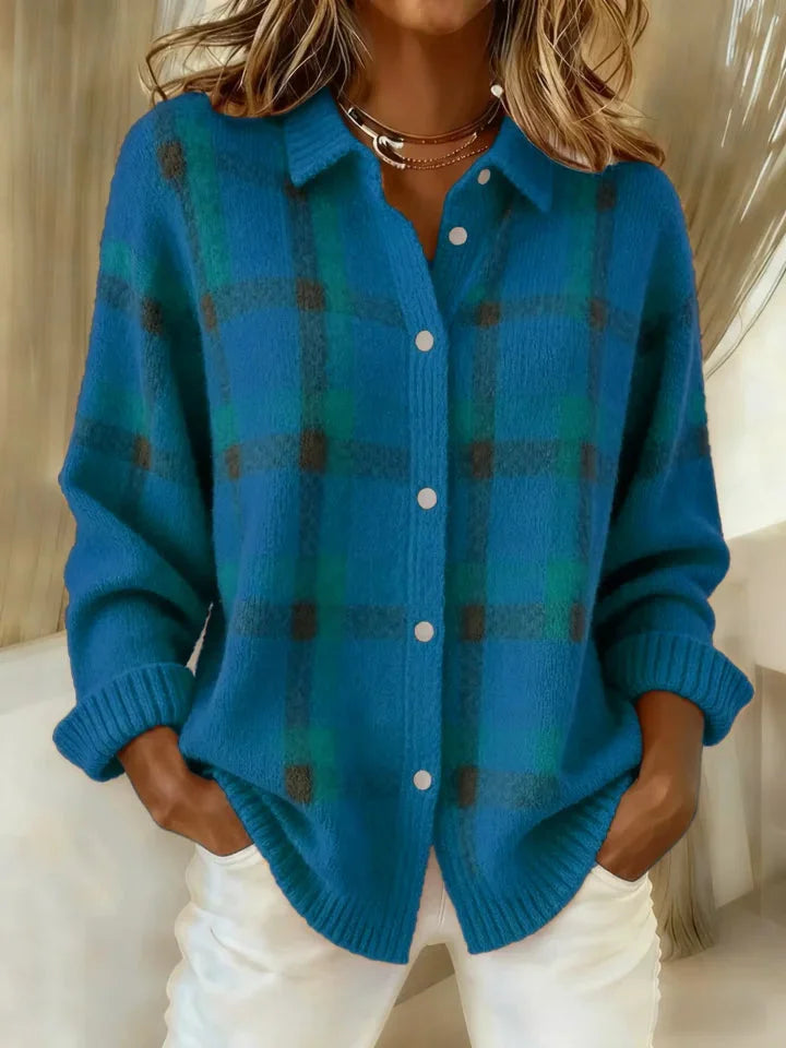 Lucienne | Plaid Knit Cardigan Sweater Collegiate Layer